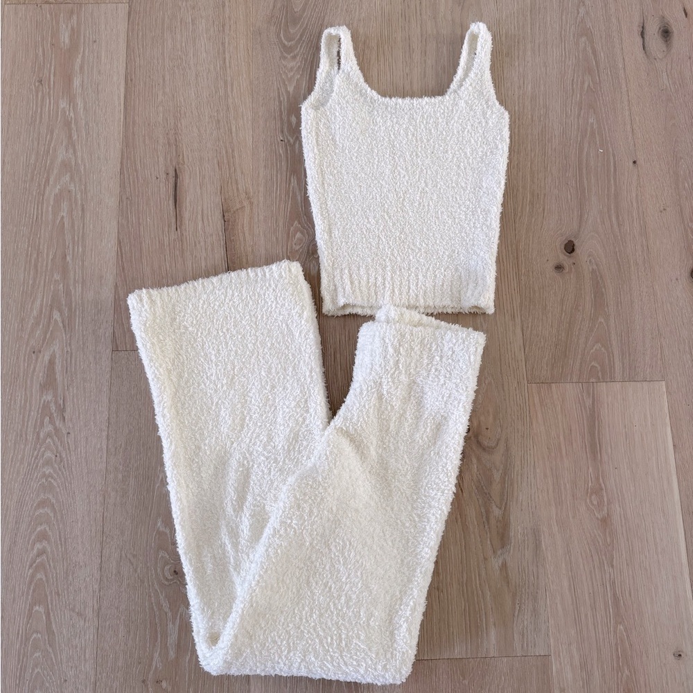 skims cozy knit pant and tank set